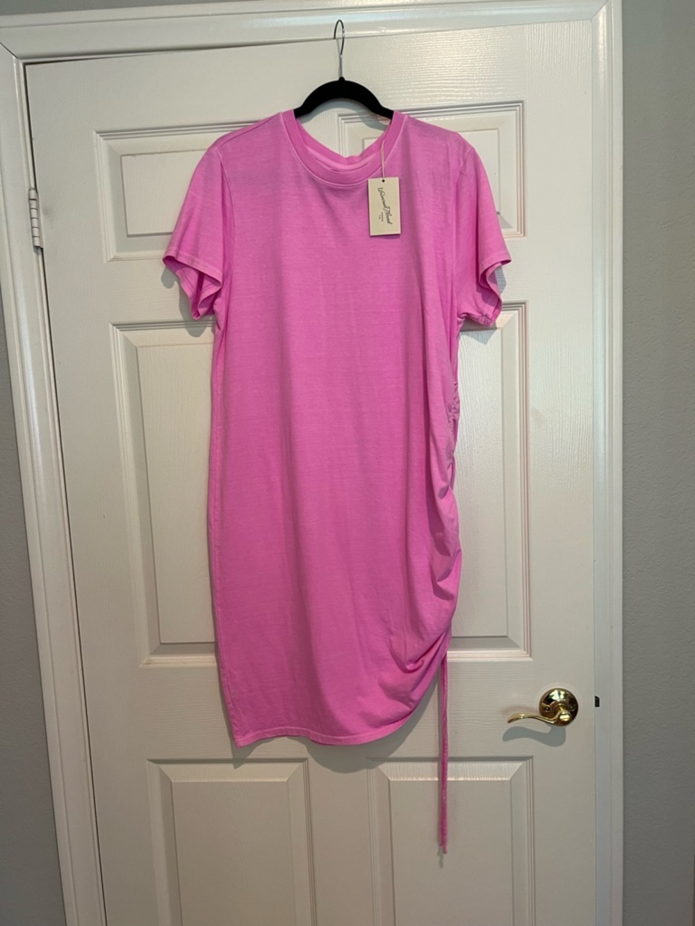 Universal Thread Pink Side-Ruched Midi T-Shirt Dress